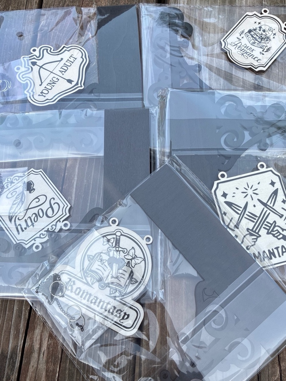 Silver and Black Gothic Bookish Charms - Pack